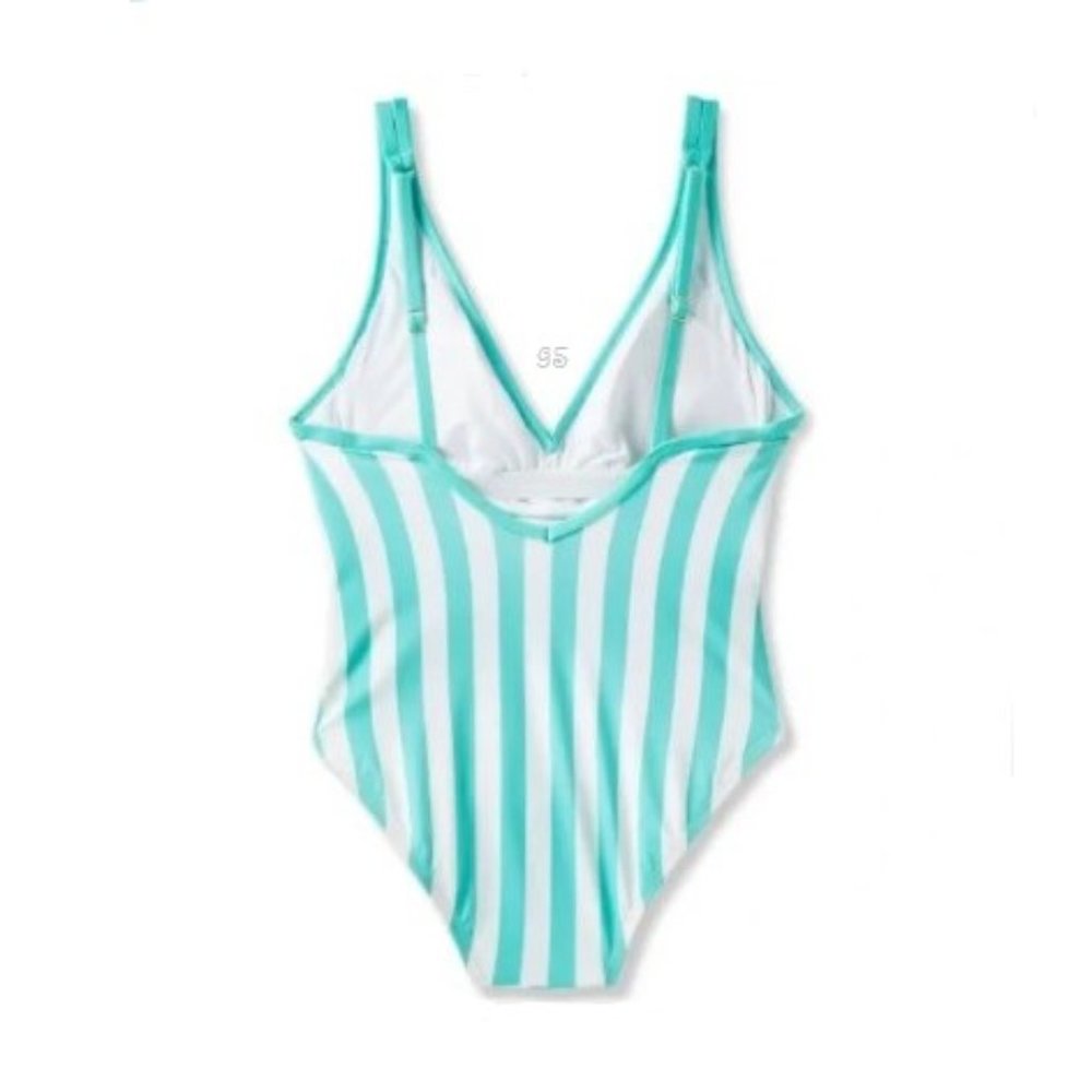 Kona Sol Turquoise Stripe One‑Piece Swimsuit 16W XXL - NWT - Picture 6 of 11